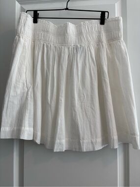 GAP White Smocked Waist A-Line Cotton Skirt